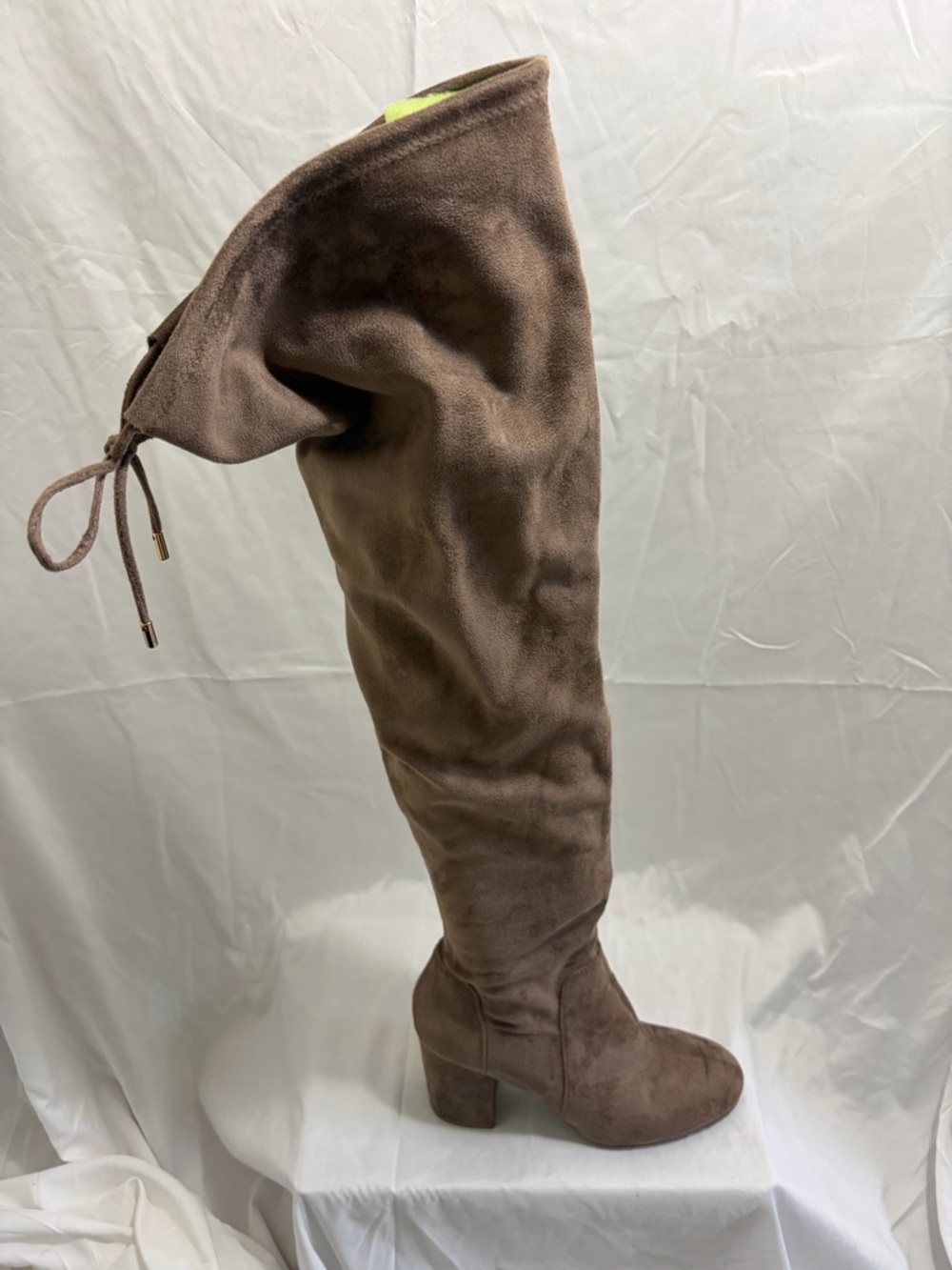 Christian Siriano Taupe Over-the-Knee Suede Block Heel Boots